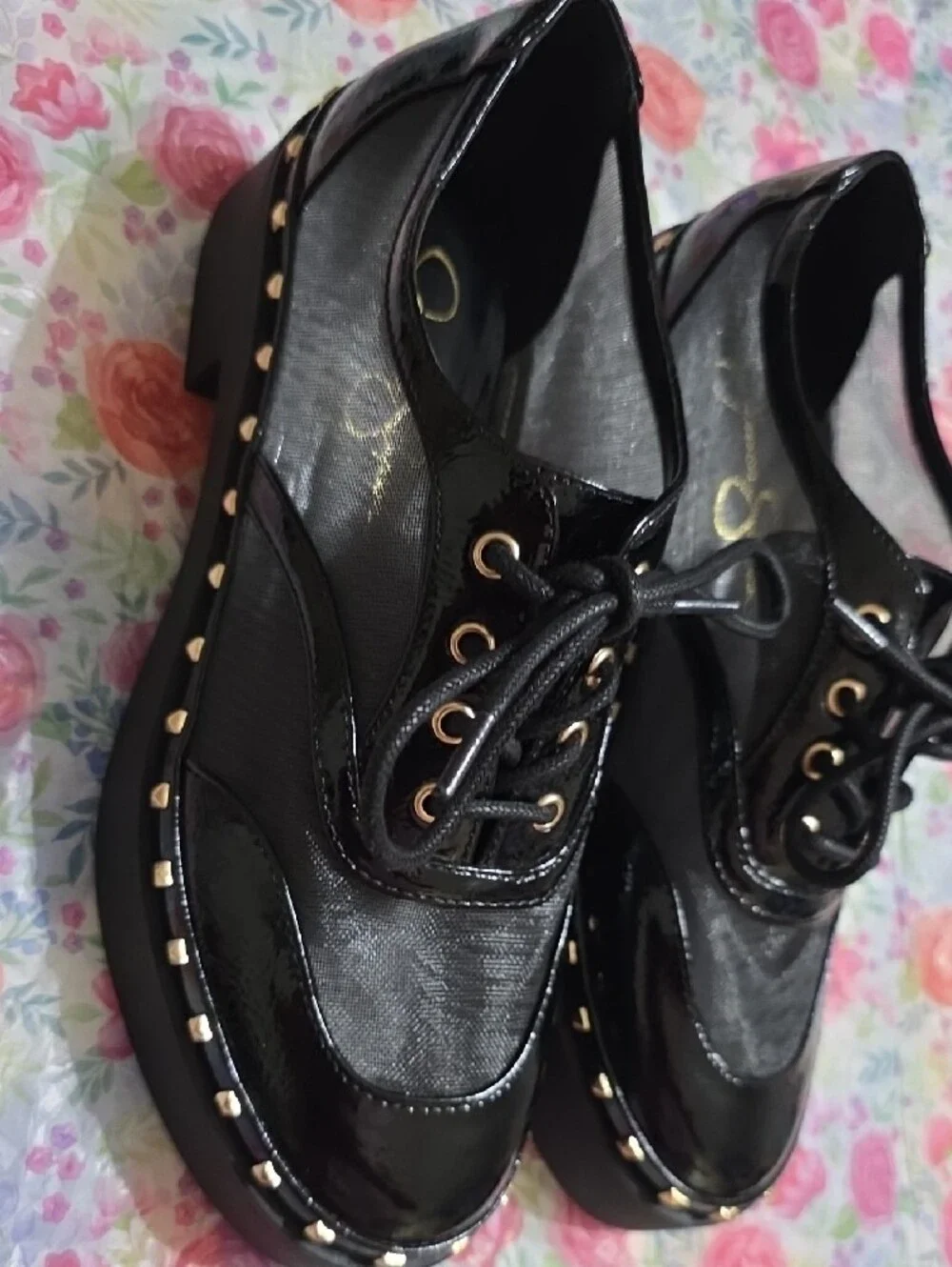 Black Women's Platform Lace-Up Oxfords